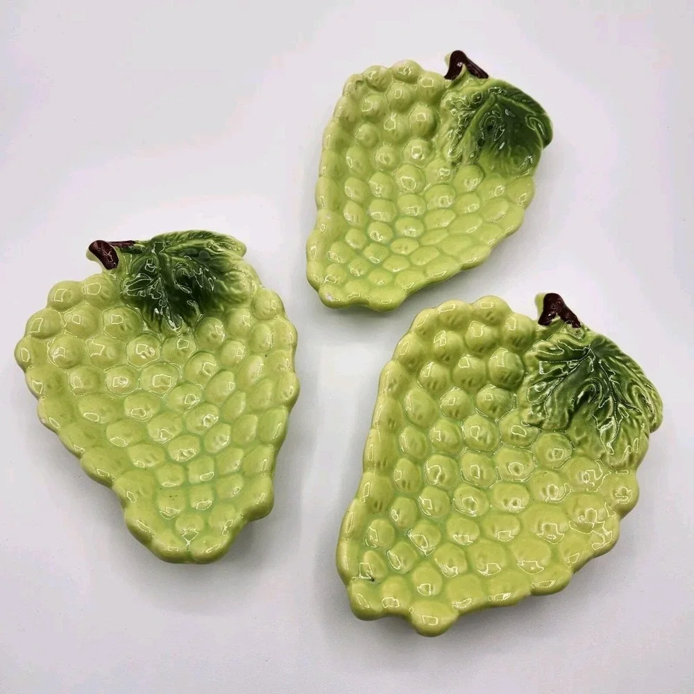 RARE! Set of Three Vintage Ceramic Grape Clusters - Made In Brazil